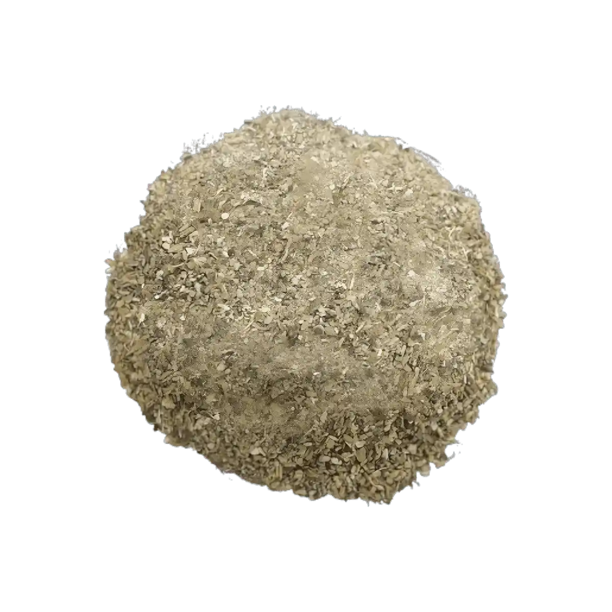 Zoom sur la texture homogène et naturelle de la poudre de gombo Gbamougou, produit séché et moulu prêt à l'emploi.