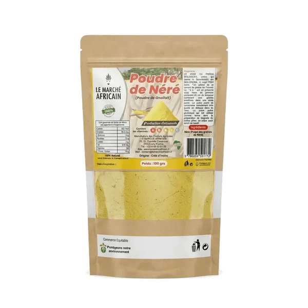 Nerépulver von LE MARCHÉ AFRICAIN in einer Kraftpapiertüte mit Produktvorschau.
