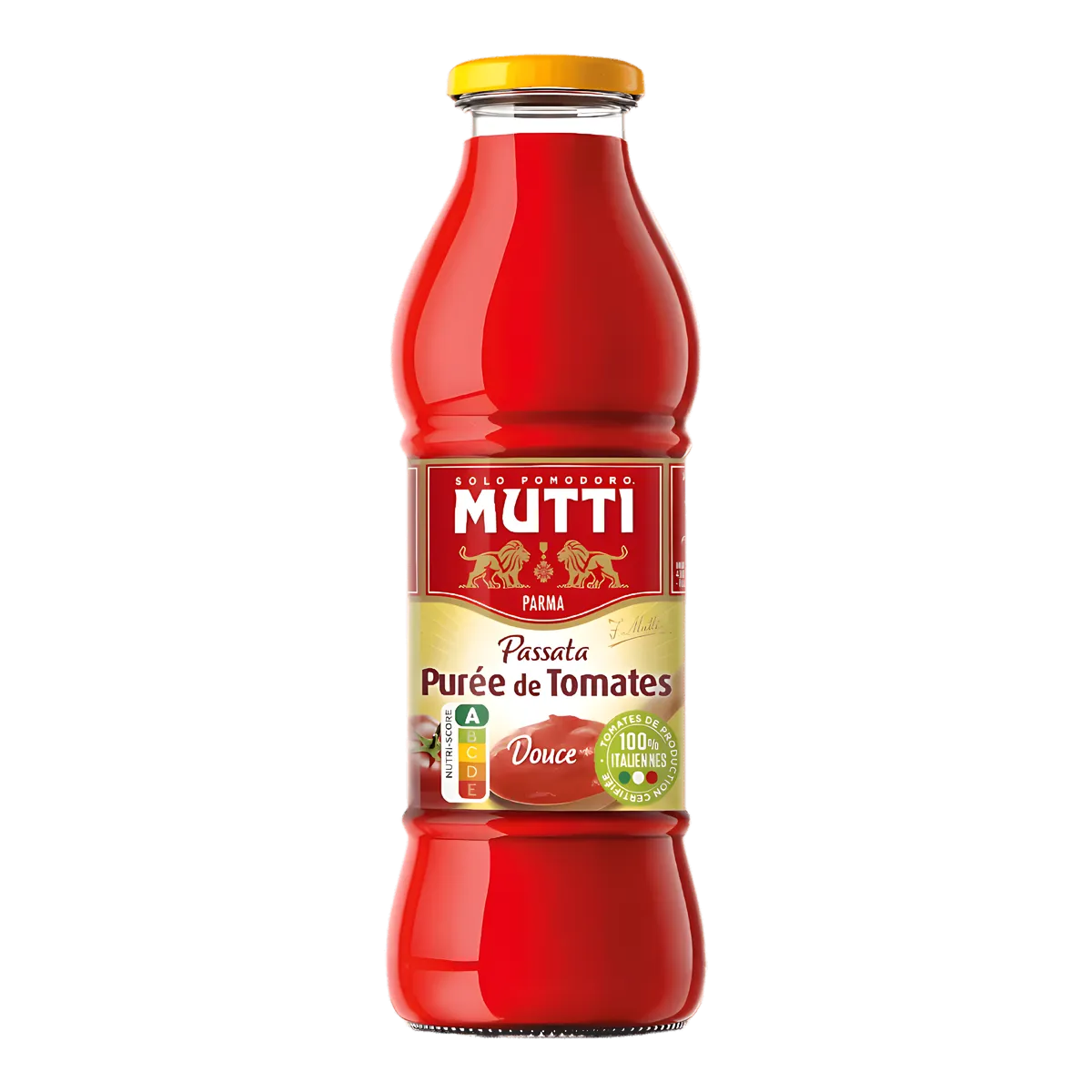 Bouteille de purée de tomate MUTTI - Saveur Authentique, texture lisse et douce, idéale pour sauces et plats mijotés. Épicerie salée premium.