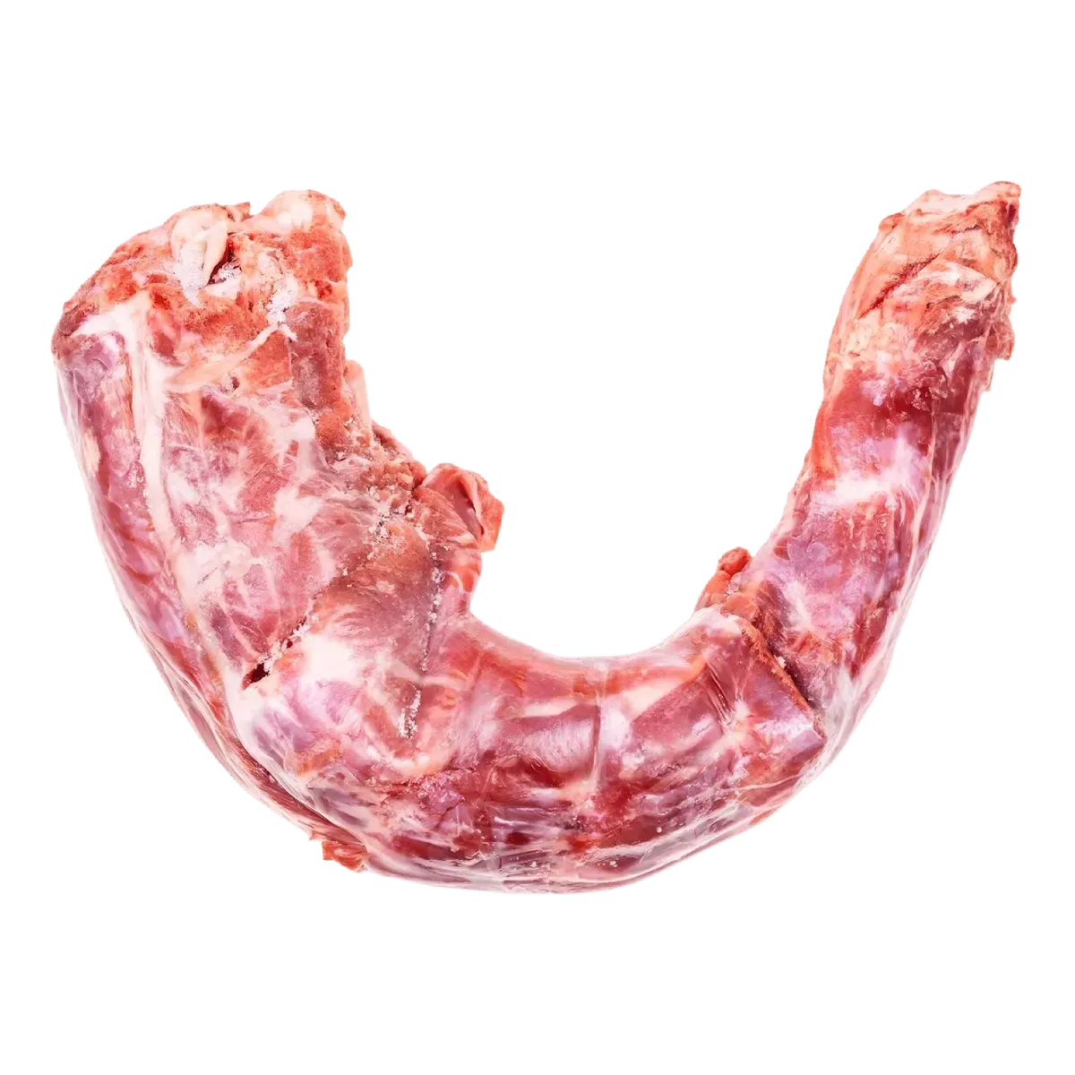 Queue de boeuf coupée surgelée en forme de U, viande crue idéale pour soupes, ragoûts et plats mijotés riches en gélatine naturelle.