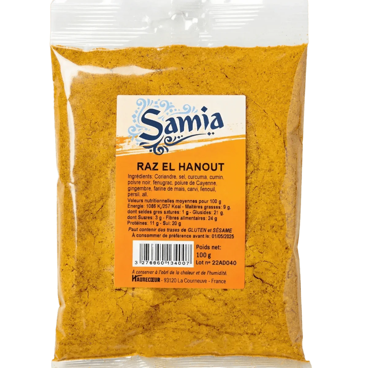 Bolsa de Raz el Hanout Samia llena de especias.