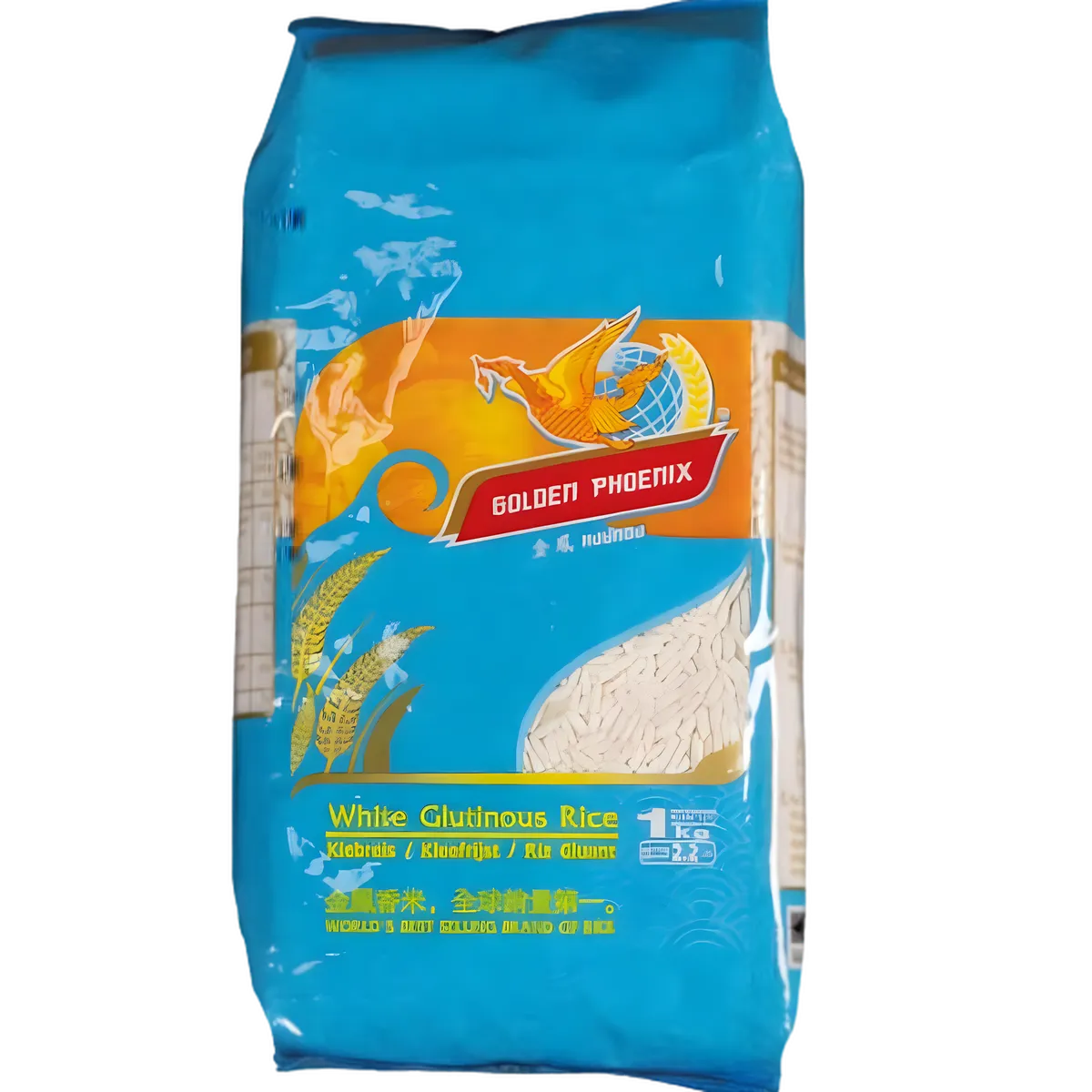 Riz gluant PHOENIX - Texture moelleuse dans un emballage bleu hermétique, parfait pour les plats asiatiques savoureux en épicerie salée.