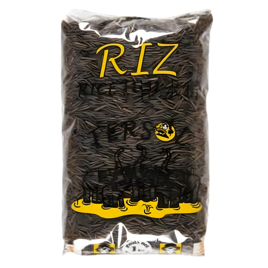 Riz Sauvage TERSOL en sachet transparent, grains longs fins visibles, produit d'épicerie salée riche en nutrition et goût noisette.