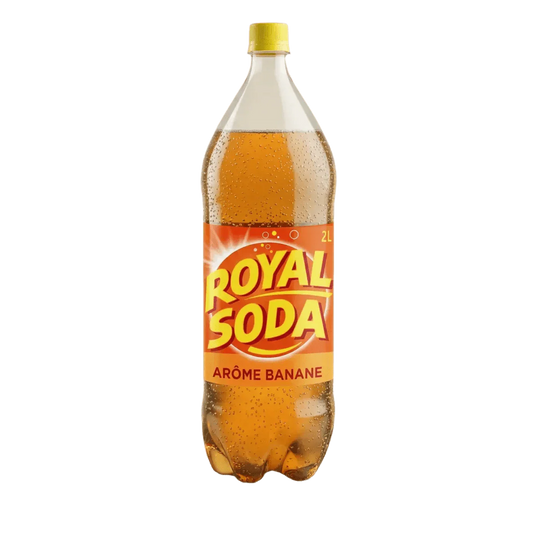 Bouteille de soda Royal Soda 2L, saveur banane.