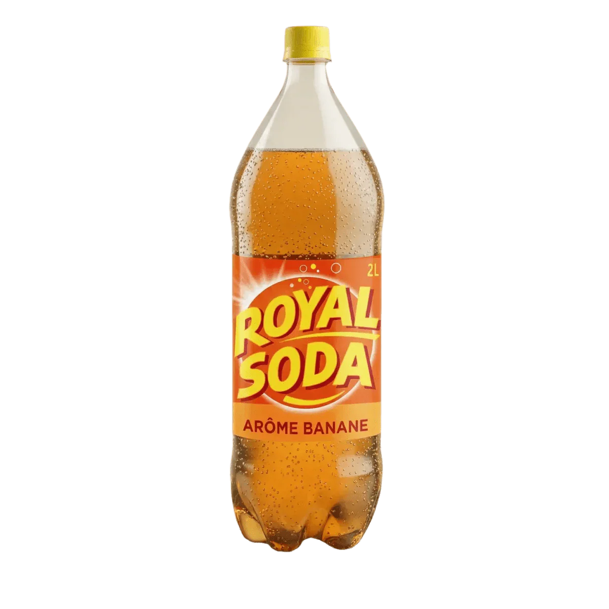 Soda sabor plátano ROYAL SODA — vista de ingredientes y textura | Tienda africana y caribeña NKOSI