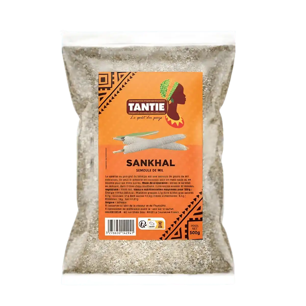 Sankhal TANTIE - Poisson Séché Fermenté en sachet de 500g, semoule de mil artisanale pour plats traditionnels africains.