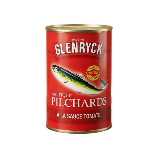 Blik sardines Pilchard in tomatensaus GLENRYCK.