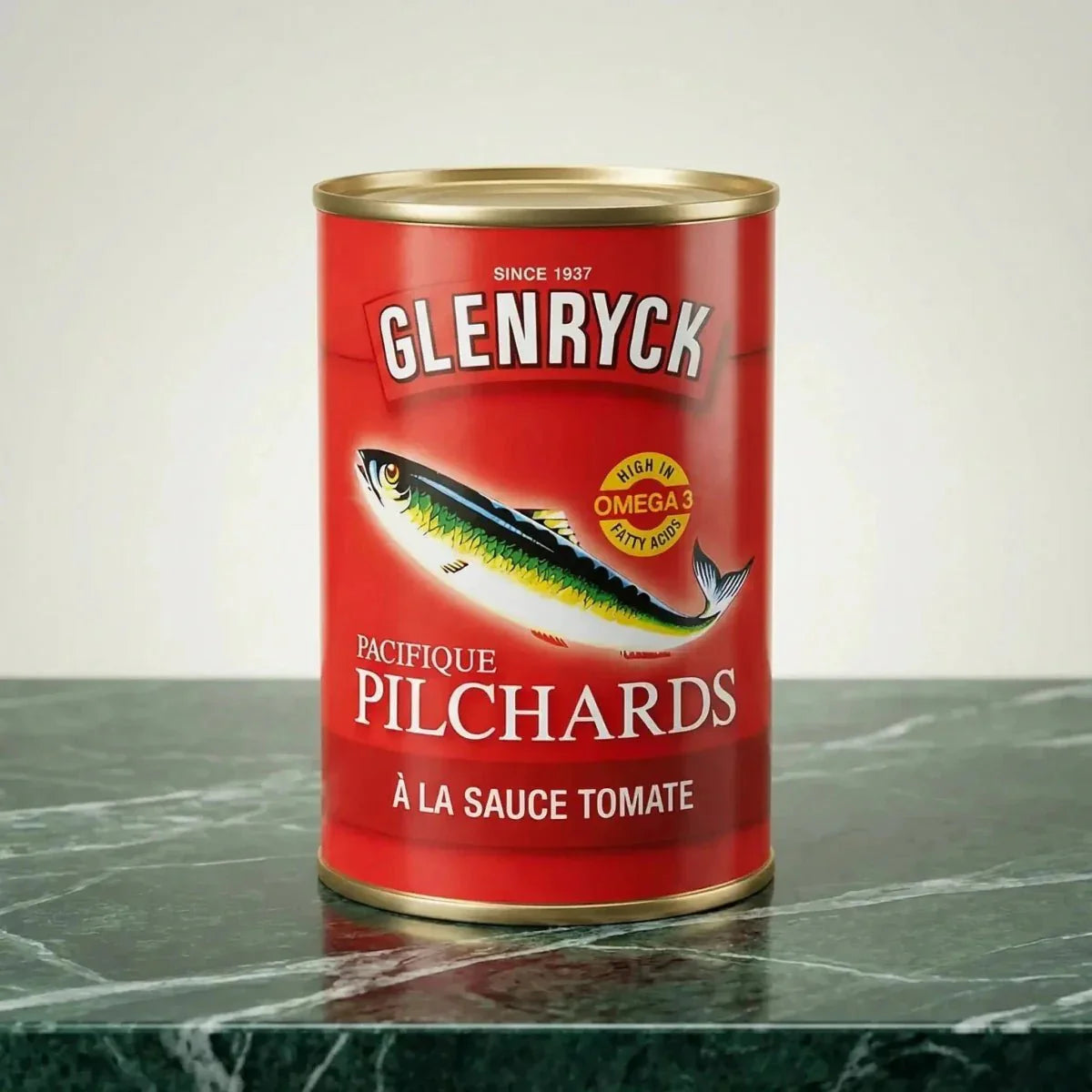 Can of pilchards in tomato sauce by Glenryck.