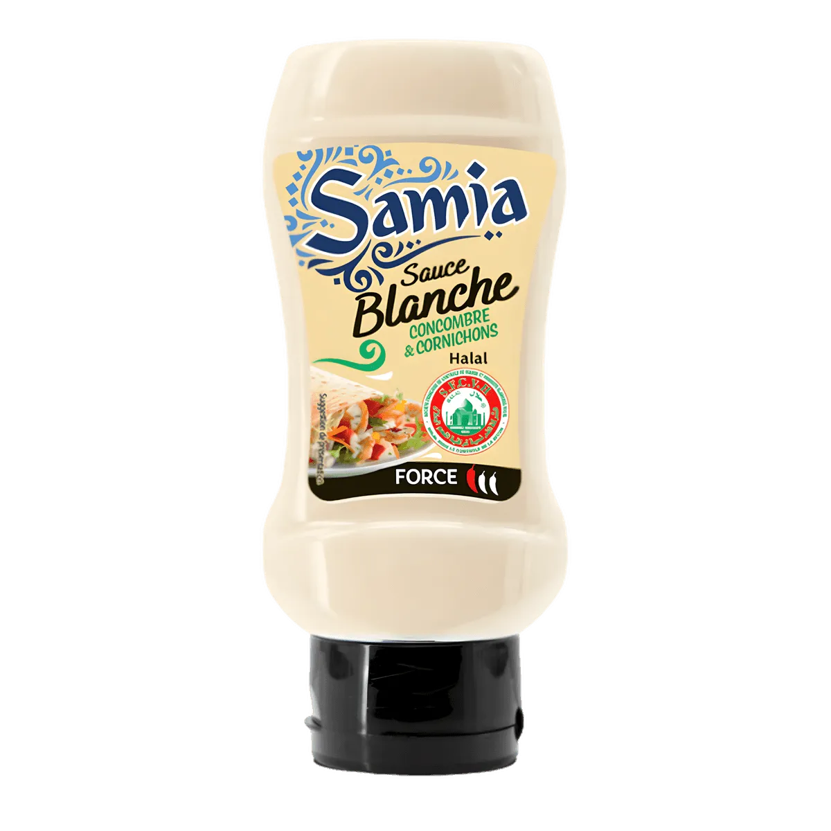 Sauce blanche halal SAMIA en flacon souple, idéale pour accompagner vos plats avec une touche crémeuse - HUILE, CONDITIONNEMENT, ÉPICES - NKOSI.