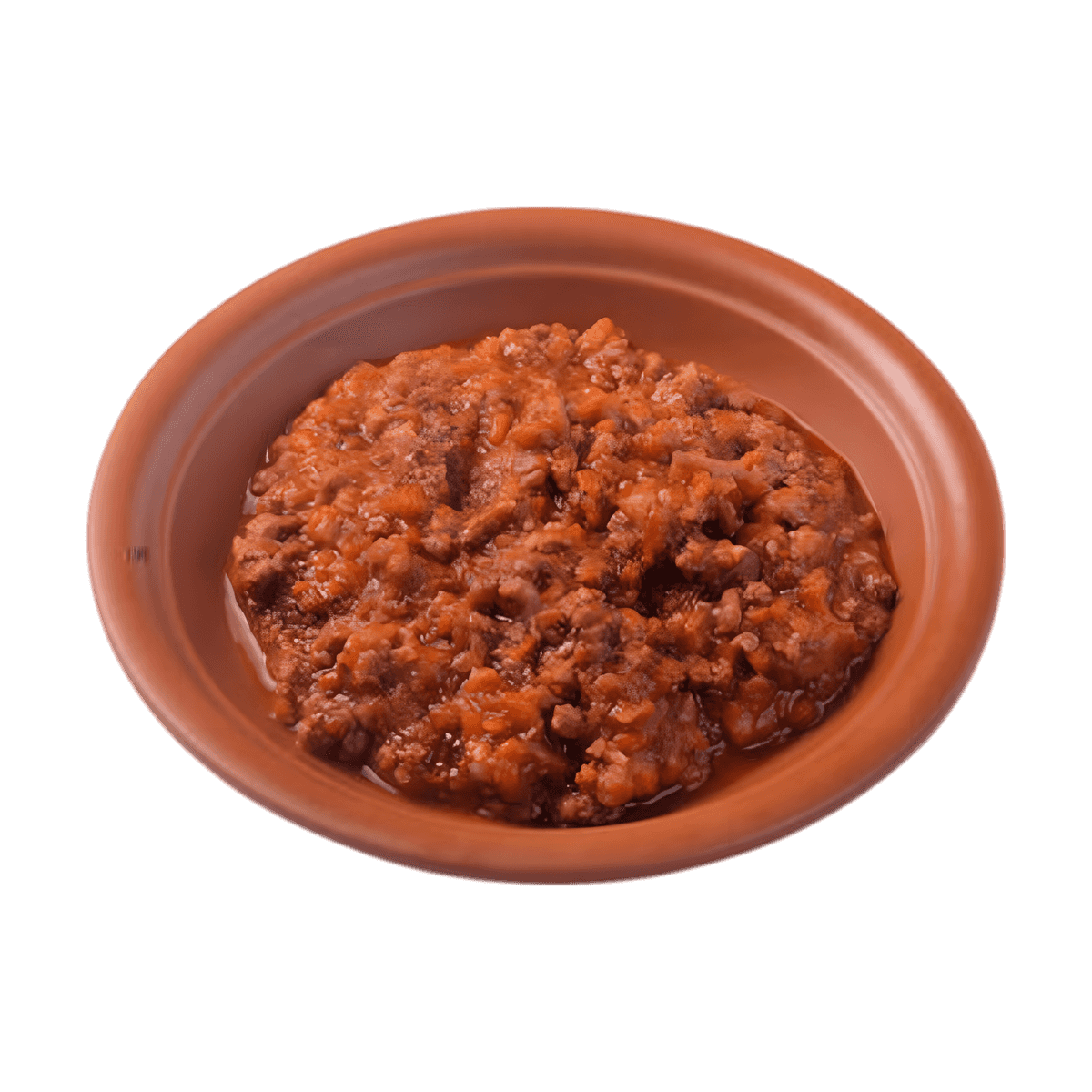 Contenu de la sauce bolognaise halal ZAKIA présenté dans une assiette, texture riche et onctueuse pour accompagner les recettes de pâtes traditionnelles.