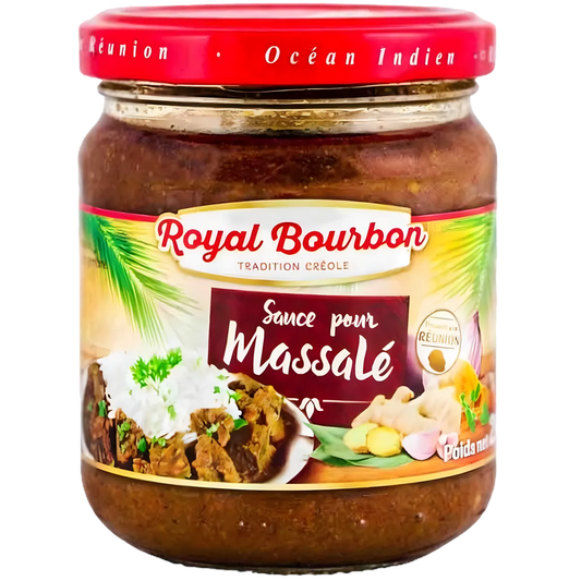 Sauce massalé ROYAL BOURBON en bocal, épicerie salée aux saveurs créoles pour plats de viande, poisson ou légumes. Saveur authentique réunionnaise.