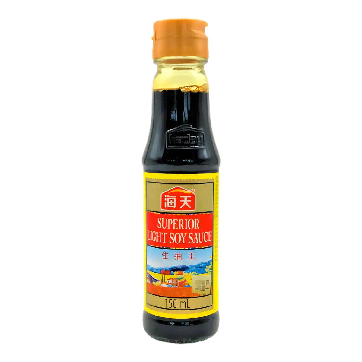 Bouteille de sauce soja supérieure légère 150 ml, saveur umami intense, idéale pour assaisonner plats asiatiques et recettes salées.