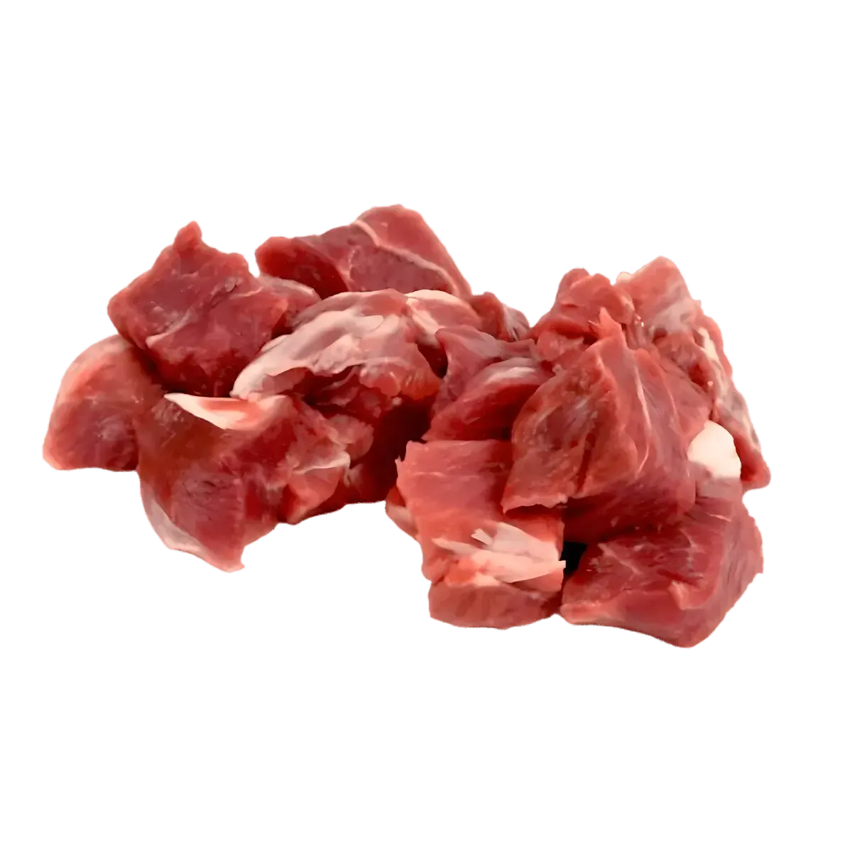 Viande de chèvre découpée en cubes, parfaite pour un sauté de chèvre tendre et riche en goût. Produit surgelé pour une conservation optimale.