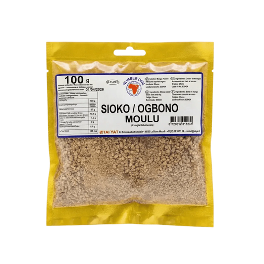 Yellow Sachet Sioko/Ogbono Ground from Tai Yat: African spices. Nutritional information.