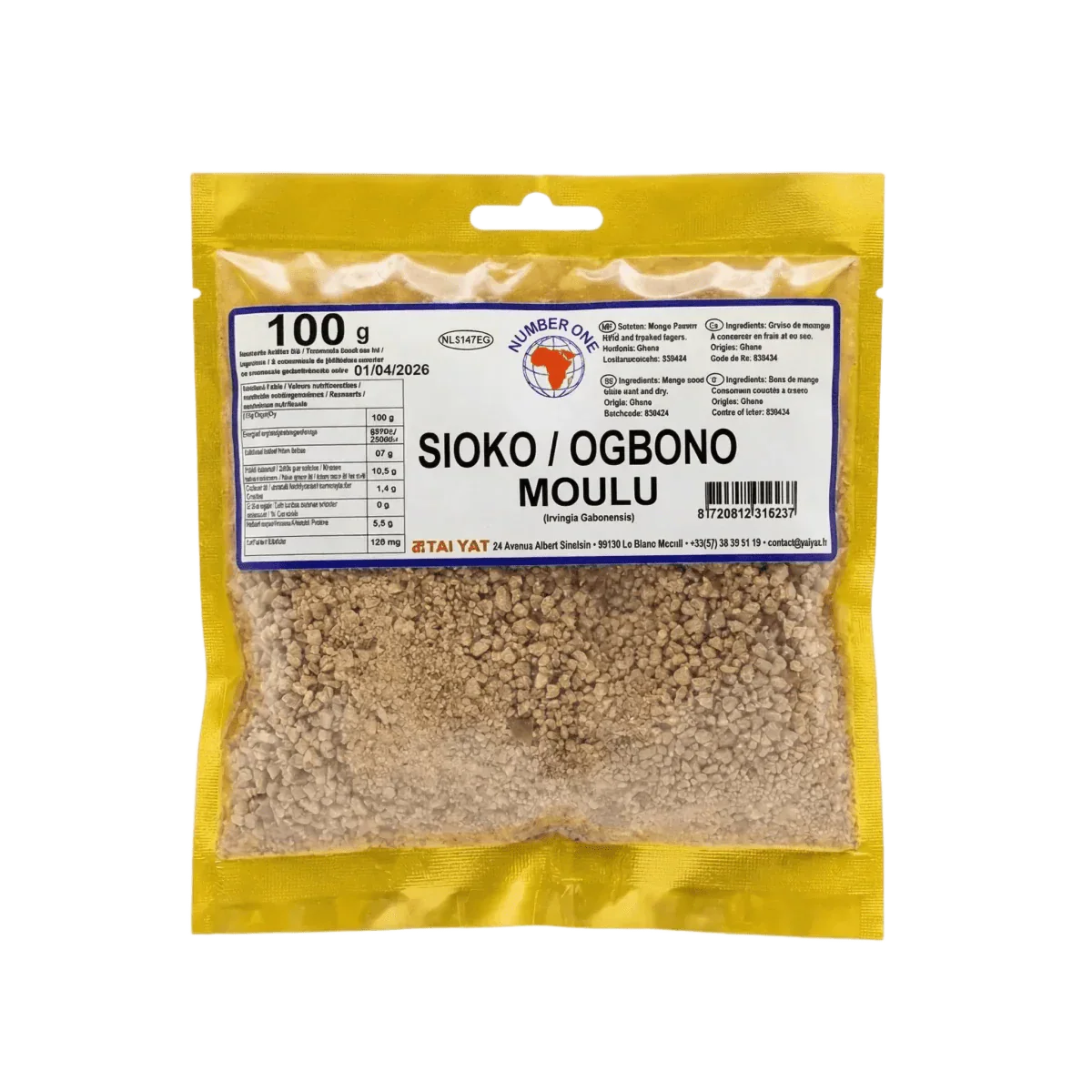 Ogbono (Sioko/Dika) Moulu NUMBER ONE - vue ingrédients et texture | Épicerie africaine NKOSI
