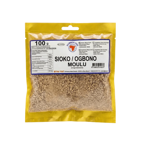 Ogbono (Sioko/Dika) Moulu NUMBER ONE - vue ingrédients et texture | Épicerie africaine NKOSI