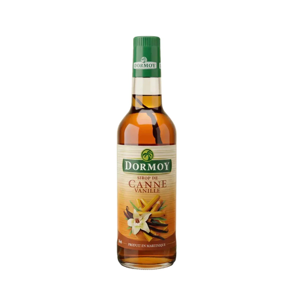 DORMOY cane sugar/vanilla syrup in a bottle. Product of Martinique, vanilla flavor.