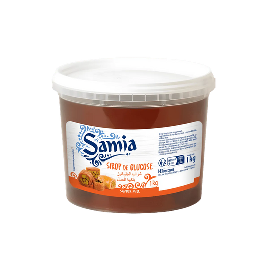 Pot de 1kg de sirop de glucose SAMIA saveur miel, idéal pour confiseries et pâtisseries - ÉPICERIE SUCRÉE - NKOSI.