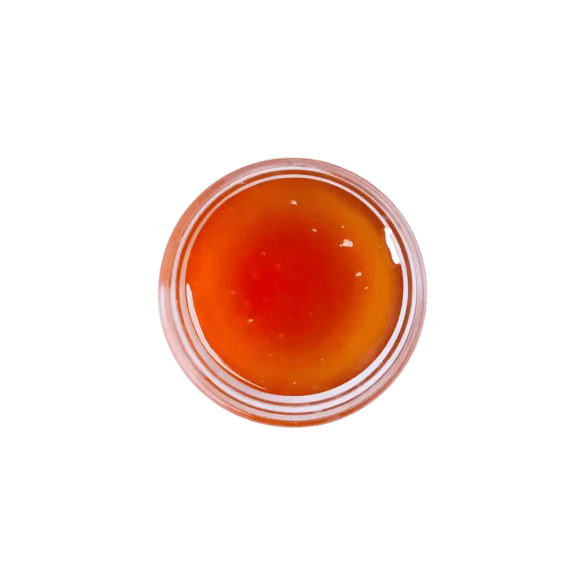 Vue du dessus du sirop de glucose SAMIA à la texture épaisse et brillante. Ingrédient clé pour pâtisseries et préparations sucrées maison.