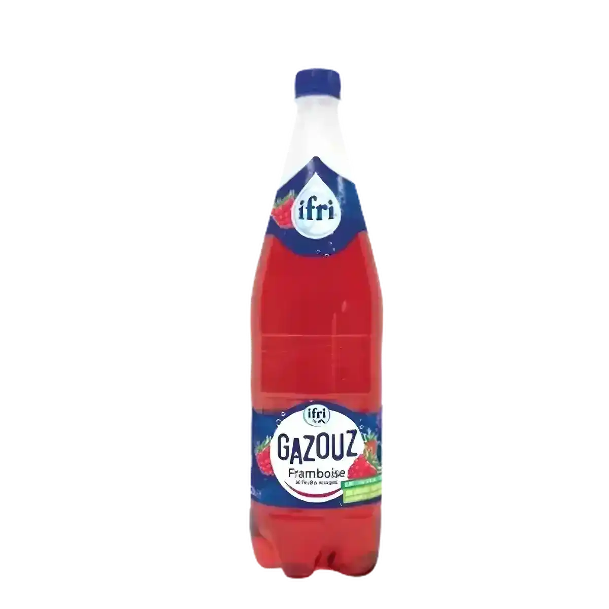 Bouteille de Soda Framboise GAZOUZ 1L, boisson pétillante naturelle au goût intense de framboise, idéale pour une pause rafraîchissante.