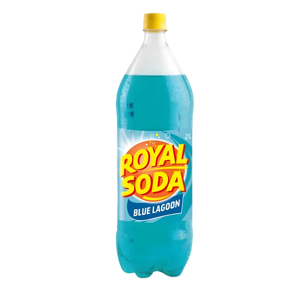 Bouteille de 2L de Soda Blue Lagon ROYAL SODA, boisson gazeuse fruitée et tropicale, idéale pour les amateurs de sodas rafraîchissants.