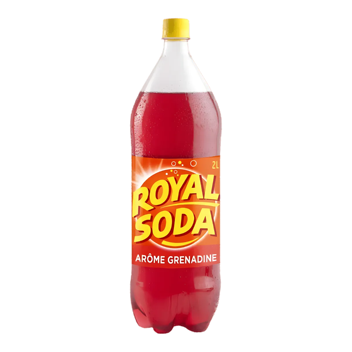 Bouteille de soda grenadine ROYAL SODA 2L, boisson rafraîchissante rouge idéale pour un moment détente, catégorie soda fruité.