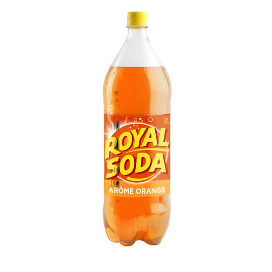 ROYAL SODA goût orange - Soda Orange Naturel en bouteille de 2L, boisson gazeuse rafraîchissante à la saveur authentique d'orange.