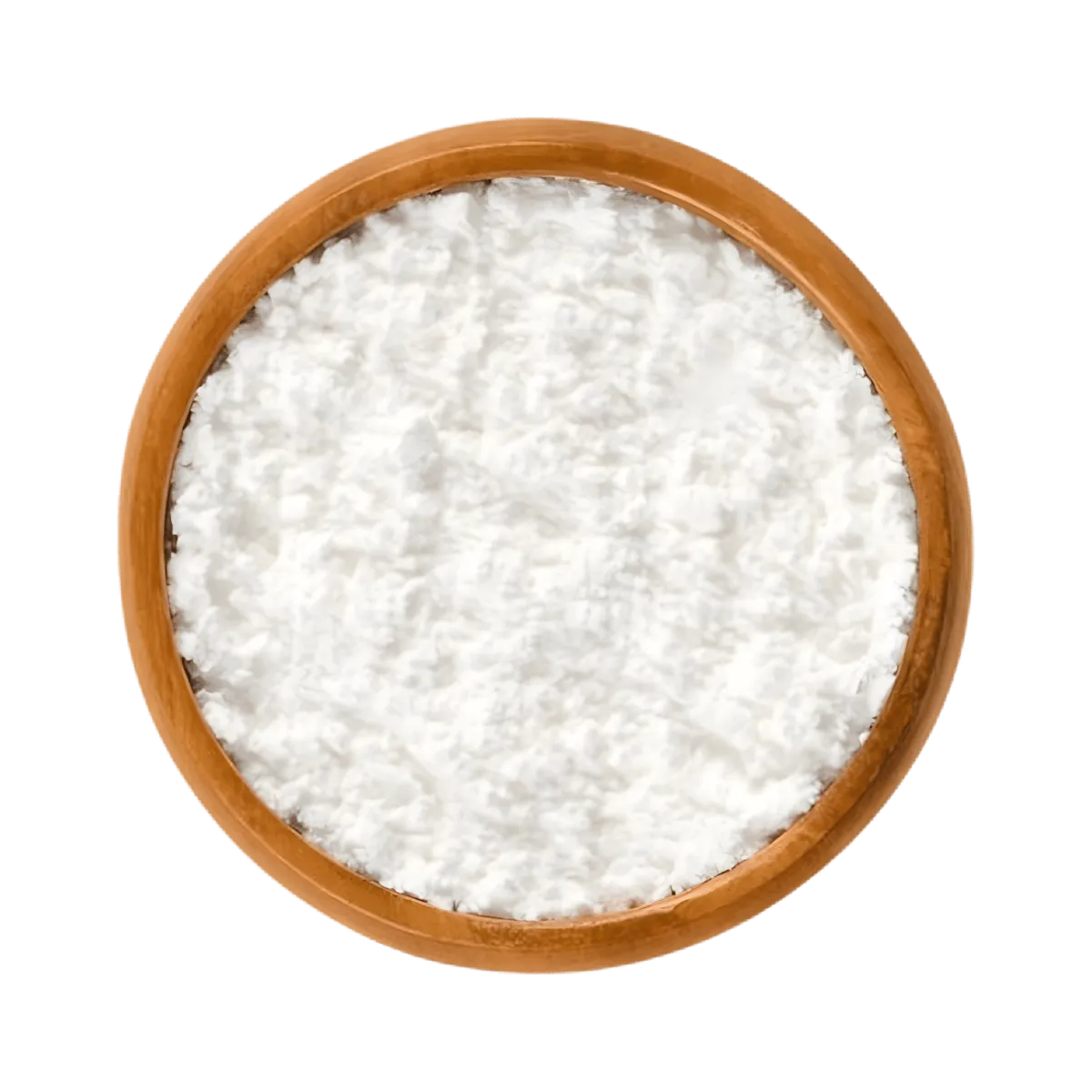 Bol en bois rempli de sucre en poudre SAINT LOUIS à texture fine, idéal pour recettes sucrées et préparations culinaires.