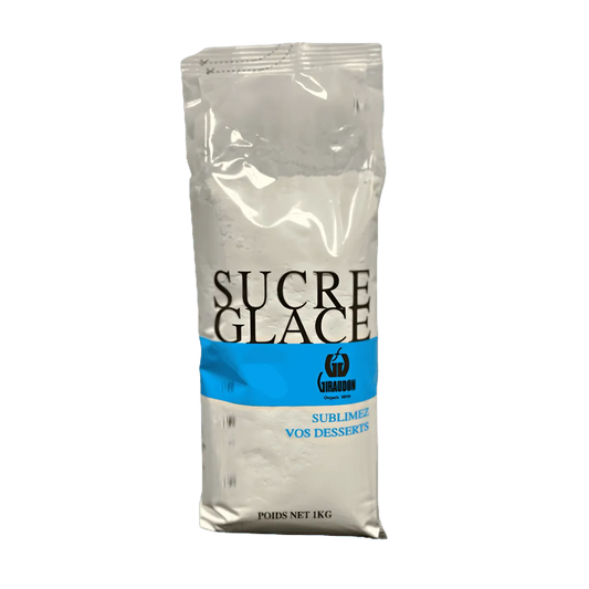 Sucre glace GIRAUDON en sachet de 1 kg, idéal pour pâtisseries et glaçages. Produit d'épicerie sucrée disponible chez NKOSI.
