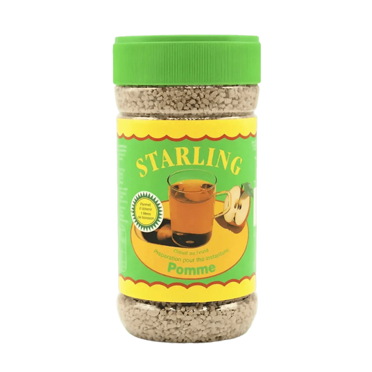 STARLING appelthee in pot van 400g, met afbeelding van een glas thee en een gesneden appel.