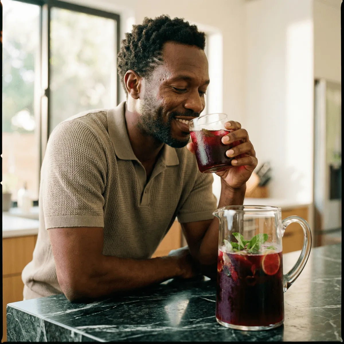 Instant hibiscusthee met munt Starling, verkocht per set.