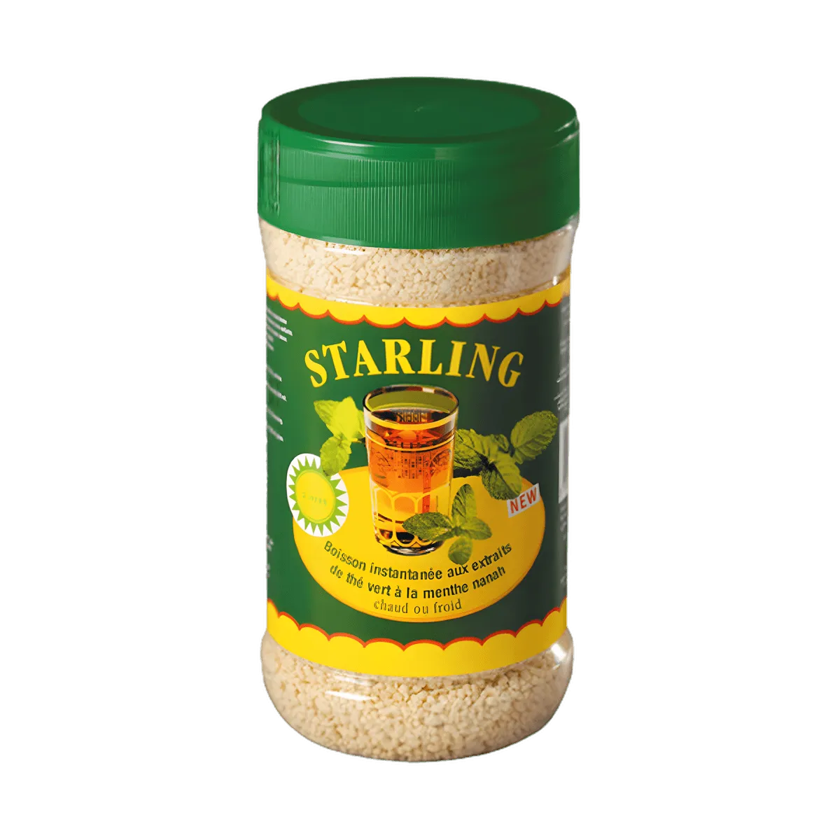Boîte de Thé Menthe Nanah STARLING avec couvercle vert, boisson instantanée aux extraits de thé vert et menthe nanah - THÉ, INFUSIONS, CAFÉ - NKOSI.