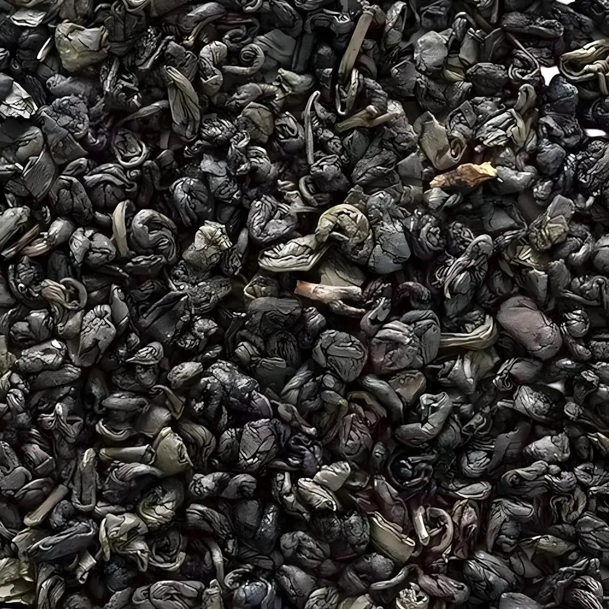 Gros plan sur les feuilles roulées du Thé Vert 555 - Aromatique | Infusion Rafraîchissante, qualité Gunpowder de Chine.