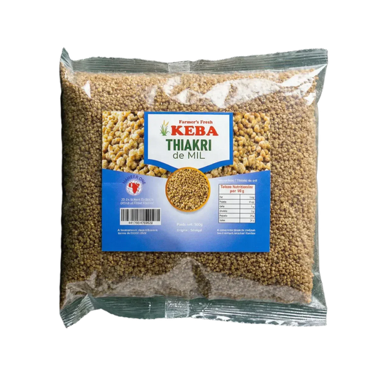 Sac de Thiakri de mil KEBA de la marque Farmer's Fresh. Le sac est sur un fond noir.