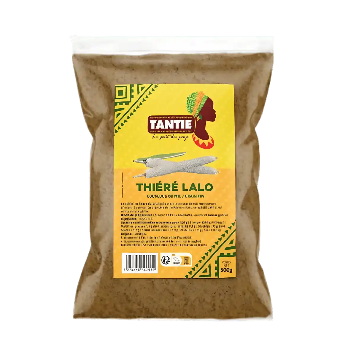Thiéré Lalo TANTIE - Thiacry TANTIE traditionnel en sachet 500g, semoule de mil fine pour couscous, dessert ou plat africain.