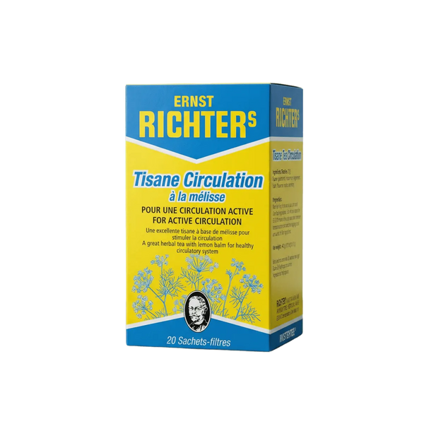 Bio-Kräutertee-Box Circulation mit Melisse von DR ERNST'S RICHTER'S für eine aktive Durchblutung.