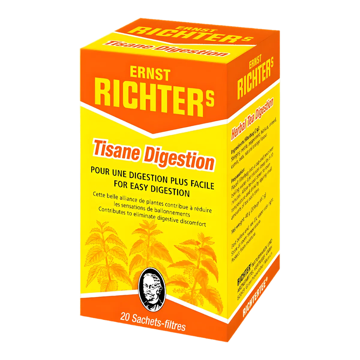 Tisane Digestion DR ERNST'S - Tisanes naturelles digestives en boîte de 20 sachets pour faciliter la digestion et réduire les ballonnements.