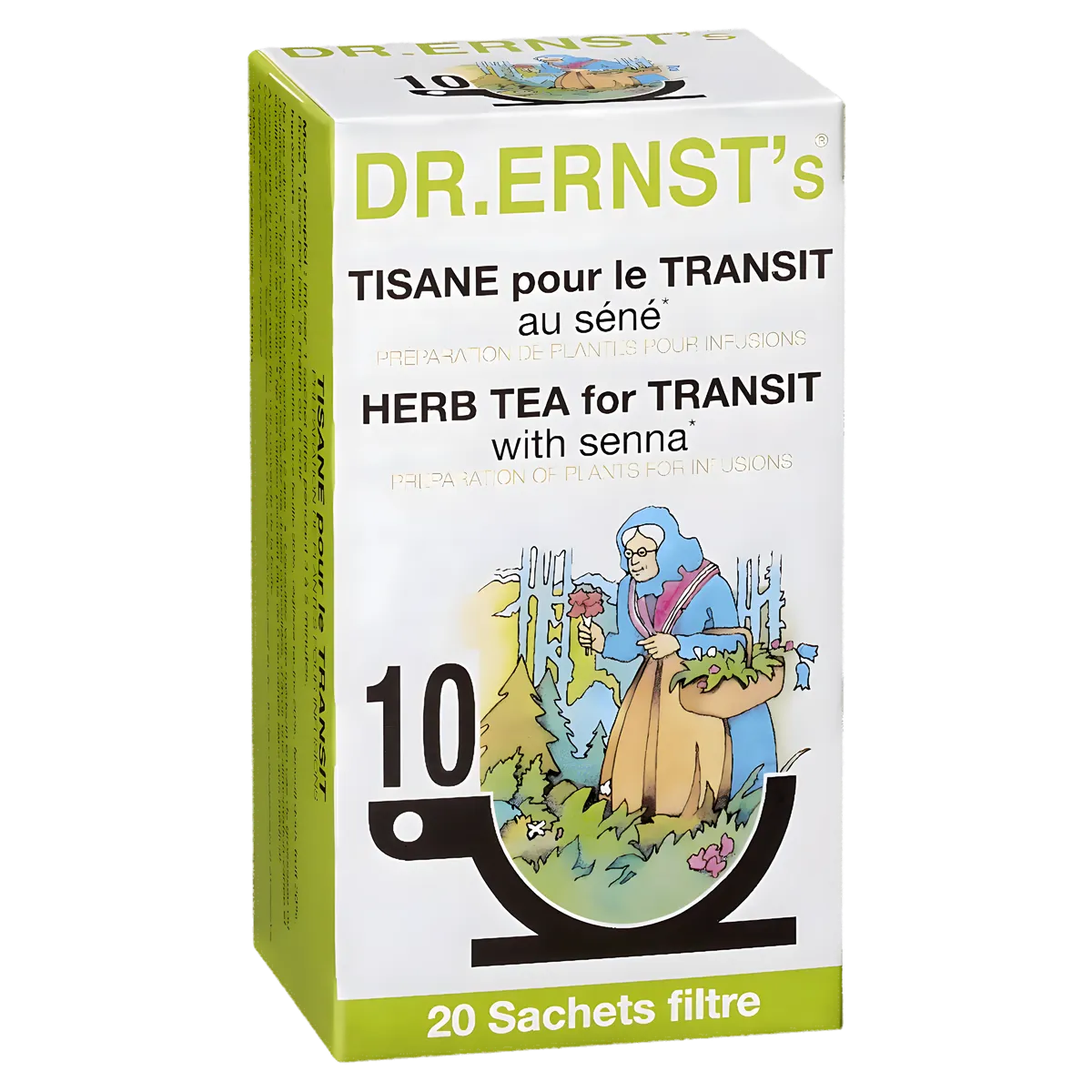 Tisane Transit DR ERNST'S - Bien-être Digestif | Soutien Naturel, boîte de 20 sachets à base de séné pour faciliter le transit intestinal.