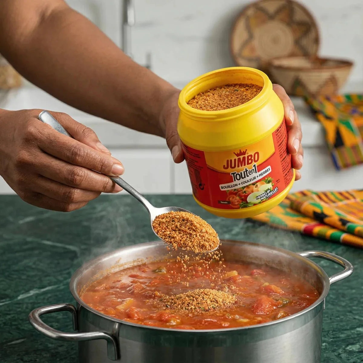 Preparing a dish with Jumbo Tomato All-in-1 500g.