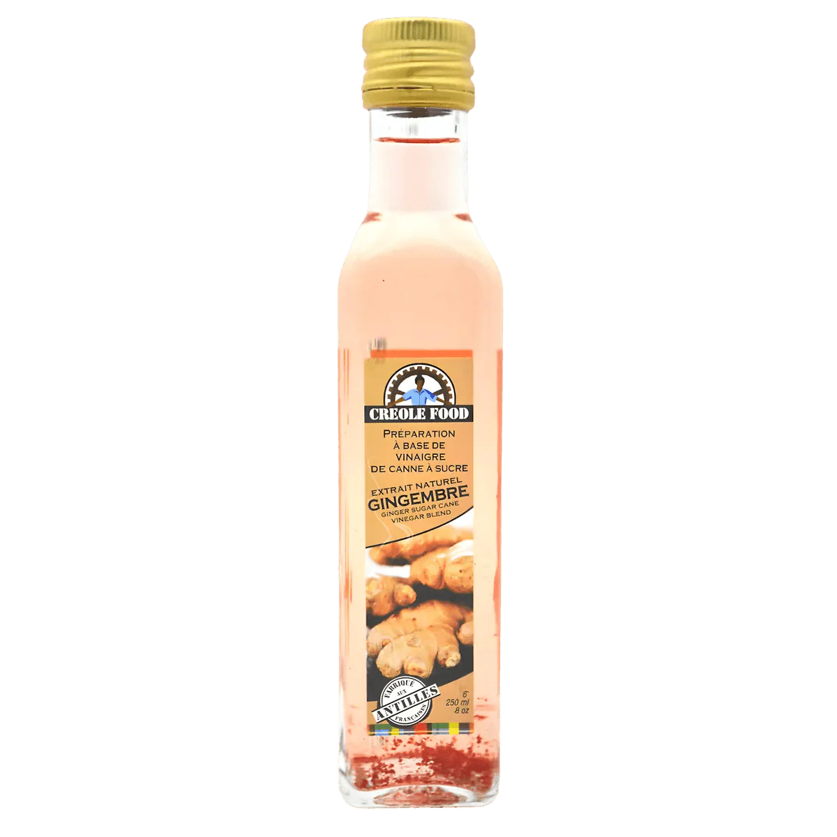 Fles gembercaneazijn Creole Food. Etiket met logo.